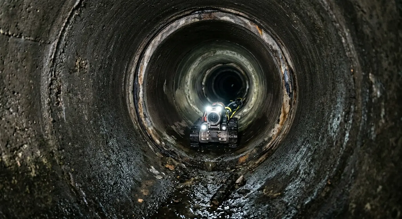 Robotic sewer camera inspecting pipe interior for Sewer Line Cleaning in Oakville